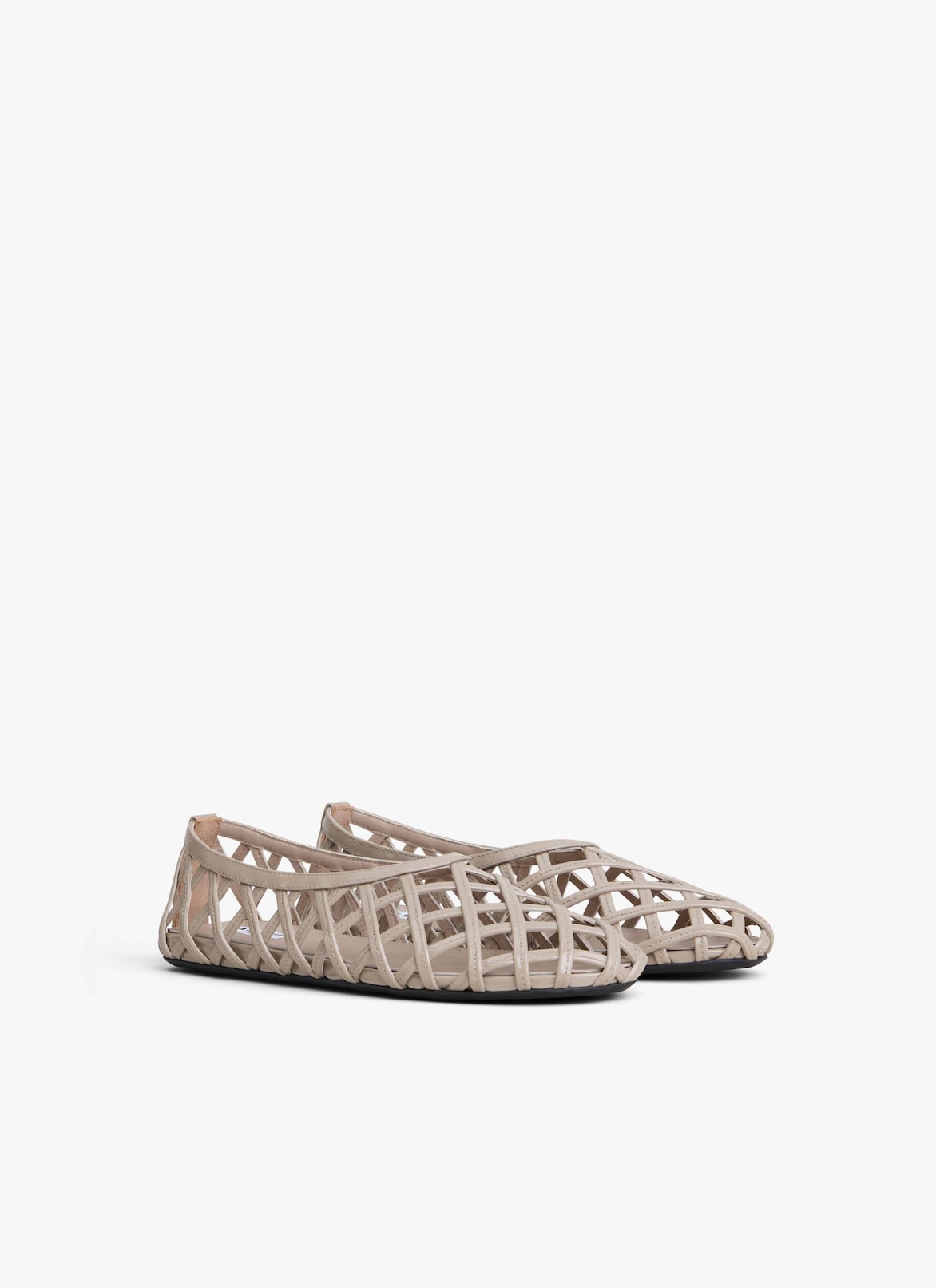 CAGE BALLET FLATS IN PATENT CALFSKIN ALAÏA GREGE CAGE BALLET FLATS IN PATENT CALFSKIN